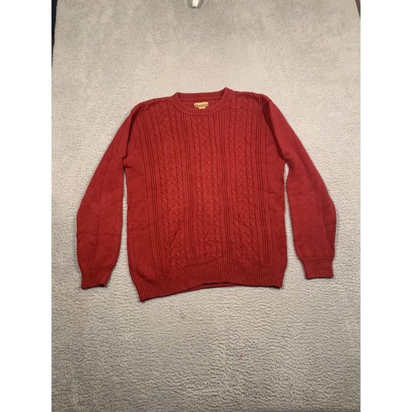 R&R Outdoors Men's Red Cable Knit Sweater Cotton Pullover XL Classic‎ - Picture 1 of 9